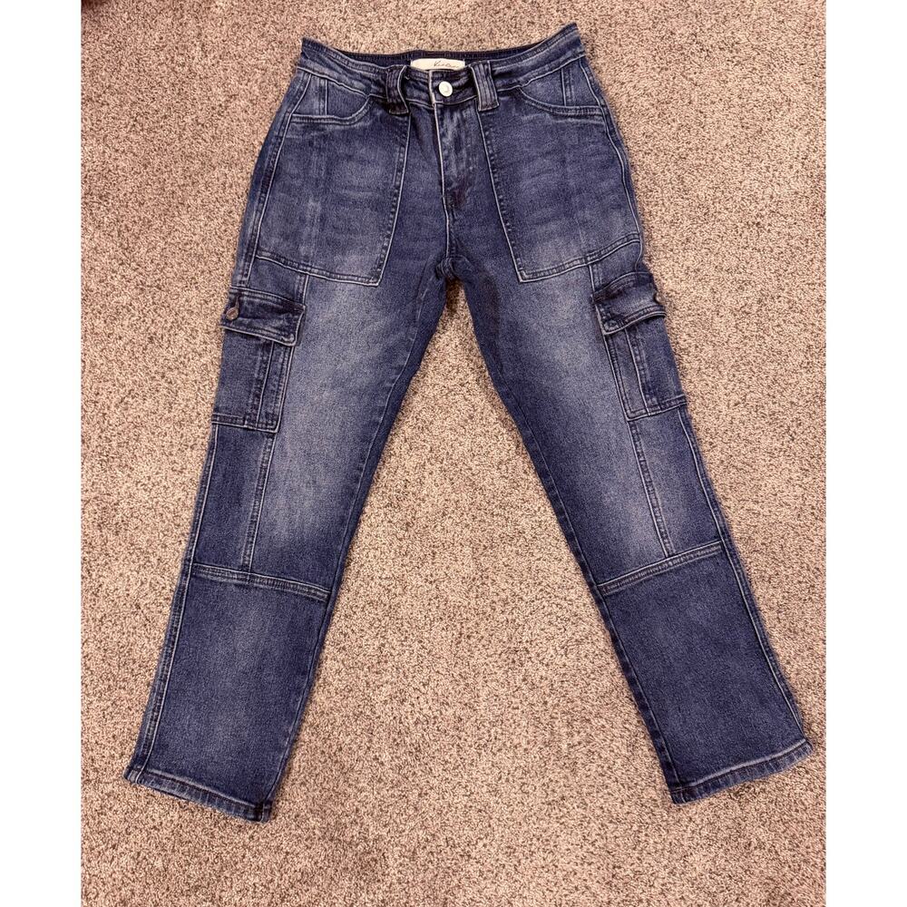 KanCan Avery Straight Leg Denim Cargo Jeans 0/23 - Picture 1 of 10